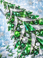 Oceanlyte Men's Long Sleeve Shirt - Christmas Tree With Ornaments And Snowflakes Print with Chest Pocket