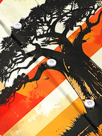 Oceanlyte Men's Vintage Style Acacia Tree Sunset Print Short Sleeve Shirt with Chest Pocket
