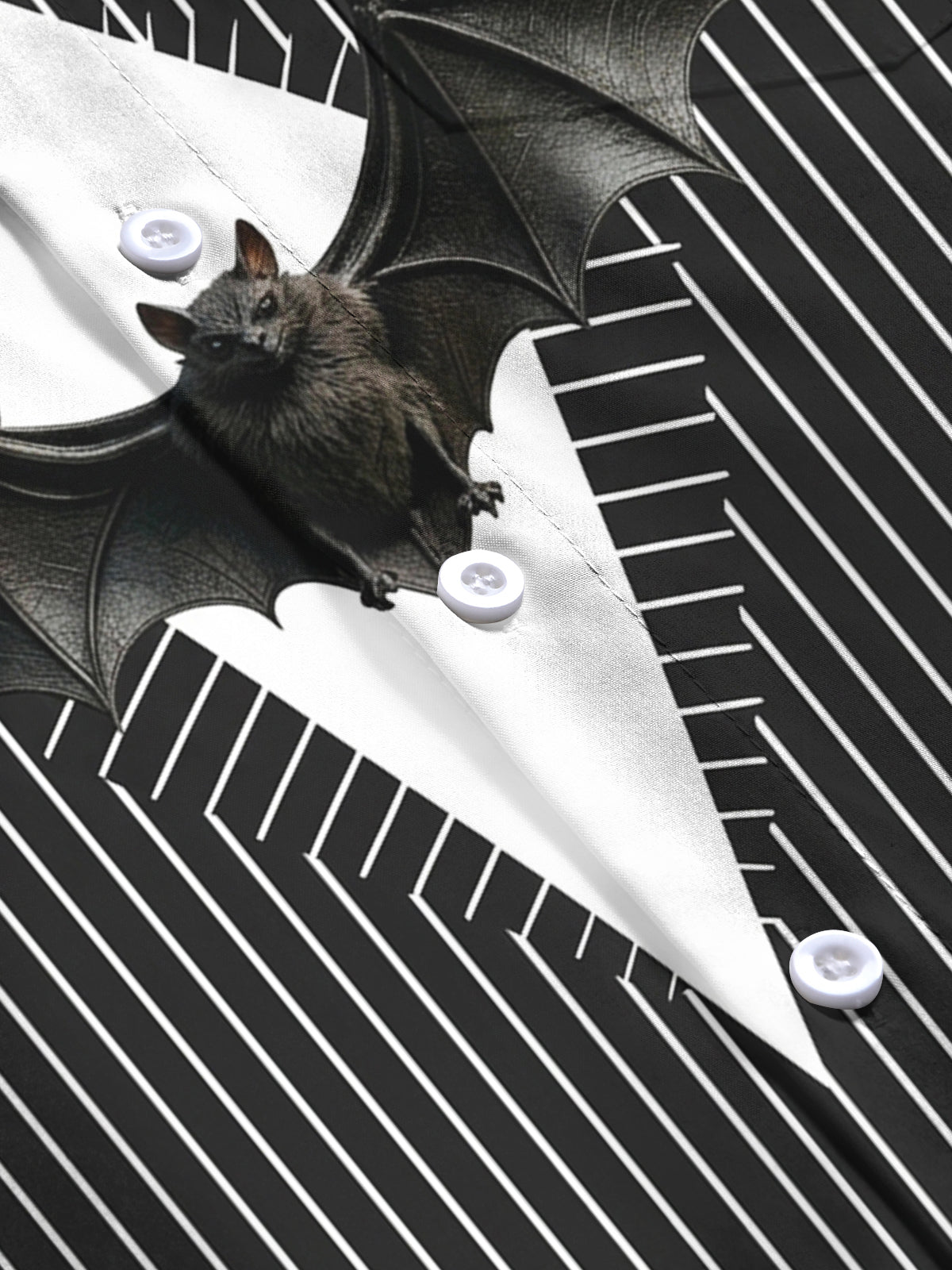 Oceanlyte Men's Halloween 3D Bat With Spread Wings Print Long Sleeve Shirt with Chest Pocket