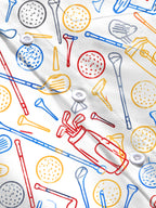 Oceanlyte Men's Printed Golf Clubs Balls And Tees Pattern Long Sleeve Shirt with Chest Pocket