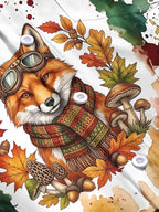 Oceanlyte Men's Graphic Fox With Goggles And Scarf Print Long Sleeve Shirt with Chest Pocket