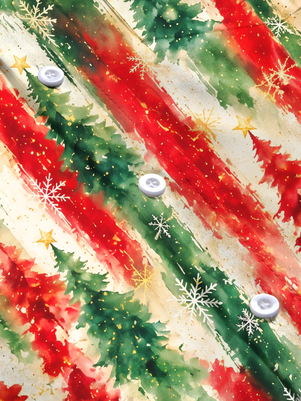 Oceanlyte Men's Long Sleeve Shirt - Watercolor Christmas Trees And Snowflakes Print with Chest Pocket