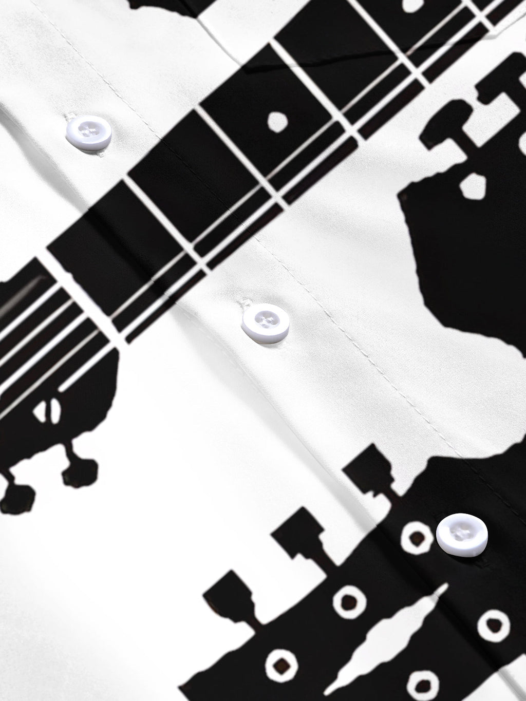Oceanlyte Men's Graphic Guitar Headstock Silhouette Print Short Sleeve Shirt with Chest Pocket