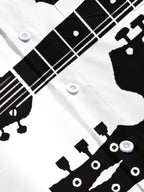 Oceanlyte Men's Graphic Guitar Headstock Silhouette Print Short Sleeve Shirt with Chest Pocket
