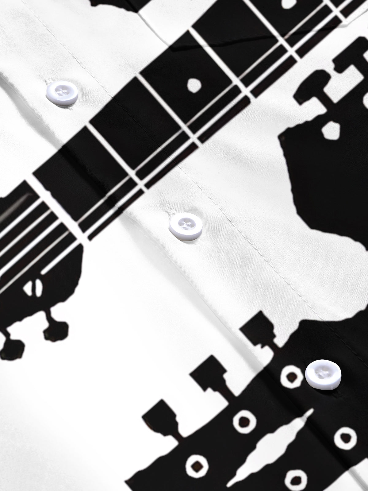 Oceanlyte Men's Graphic Guitar Headstock Silhouette Print Short Sleeve Shirt with Chest Pocket