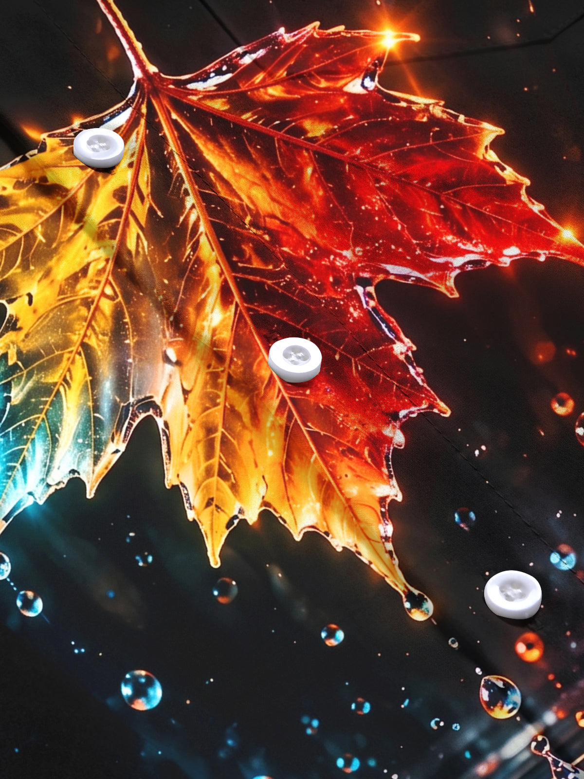 Oceanlyte Men's Printed Maple Leaf And Water Droplets Print Long Sleeve Shirt with Chest Pocket
