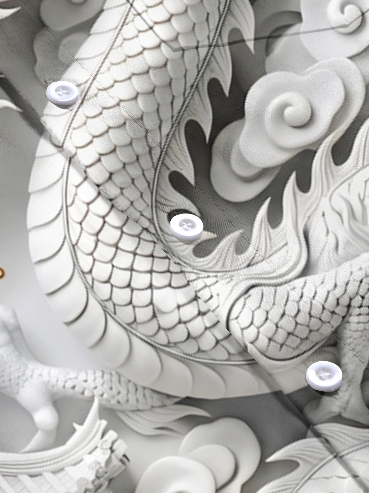 Oceanlyte Men's 3D 3D Dragon Print Chinese Clouds Print Short Sleeve Shirt with Chest Pocket