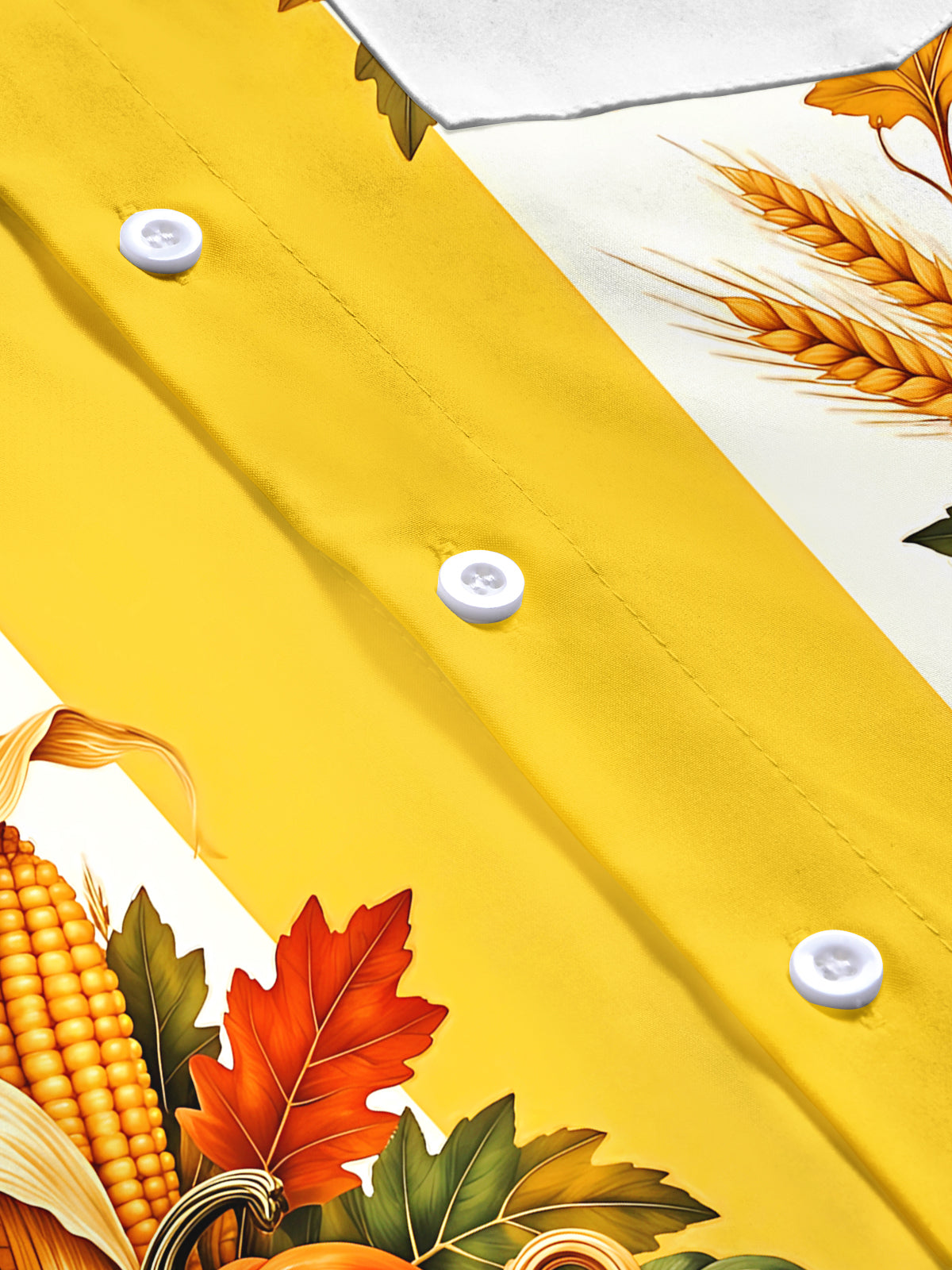Oceanlyte Men's Thanksgiving Harvest Pumpkins And Corn Print Short Sleeve Shirt with Chest Pocket