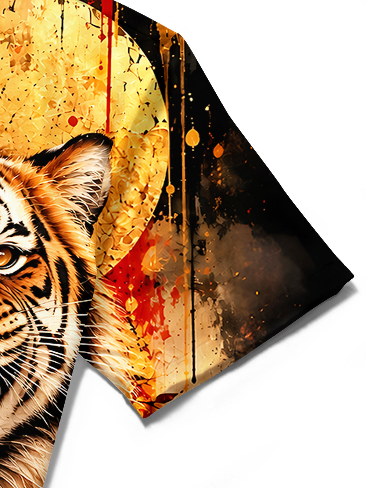 Oceanlyte Men's Graphic Roaring Tiger Head Print Short Sleeve Shirt with Chest Pocket