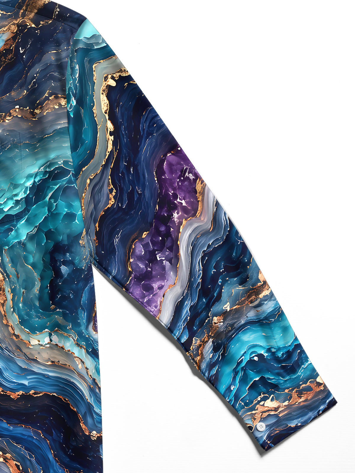Oceanlyte Men's Abstract Marble And Agate Waves Print Long Sleeve Shirt with Chest Pocket