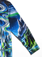 Oceanlyte Men's Long Sleeve Shirt - Crystal Archway And Aurora Borealis Landscape Print with Chest Pocket