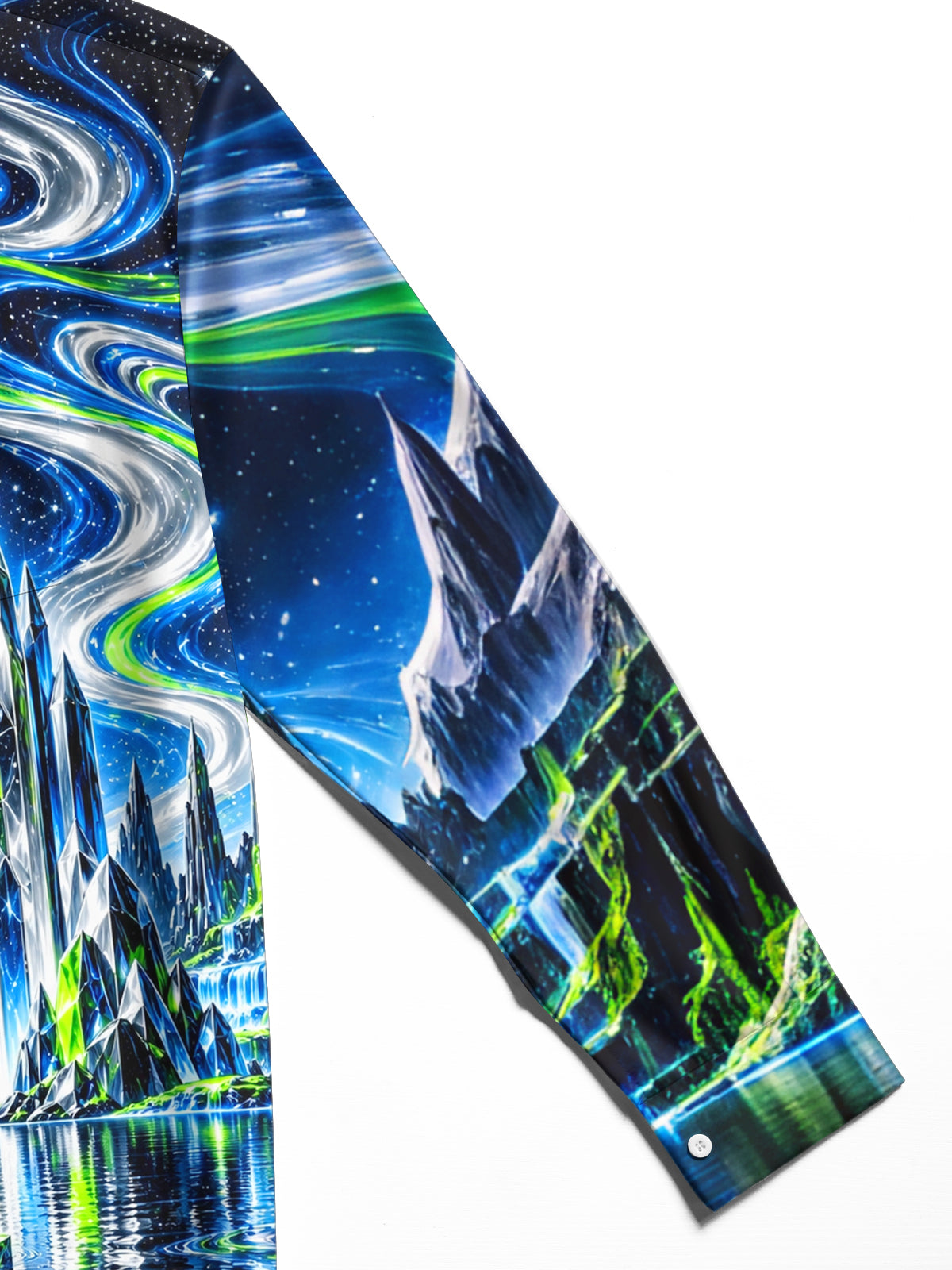 Oceanlyte Men's Long Sleeve Shirt - Crystal Archway And Aurora Borealis Landscape Print with Chest Pocket