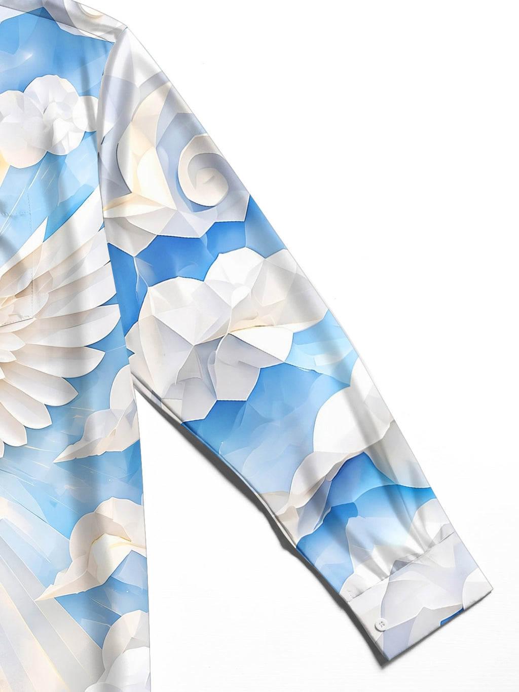 Oceanlyte Men's Printed White Dove And Clouds Print Long Sleeve Shirt with Chest Pocket