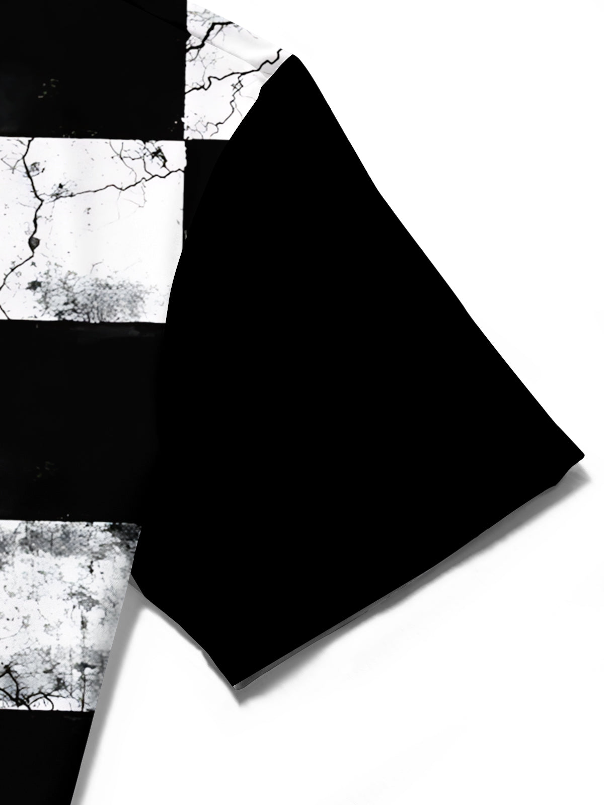 Oceanlyte Men's Patterned Black And White Checkerboard Print Short Sleeve Shirt with Chest Pocket