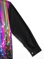 Oceanlyte Men's Rainbow Gradient Lines With Sparkles Print Long Sleeve Shirt with Chest Pocket