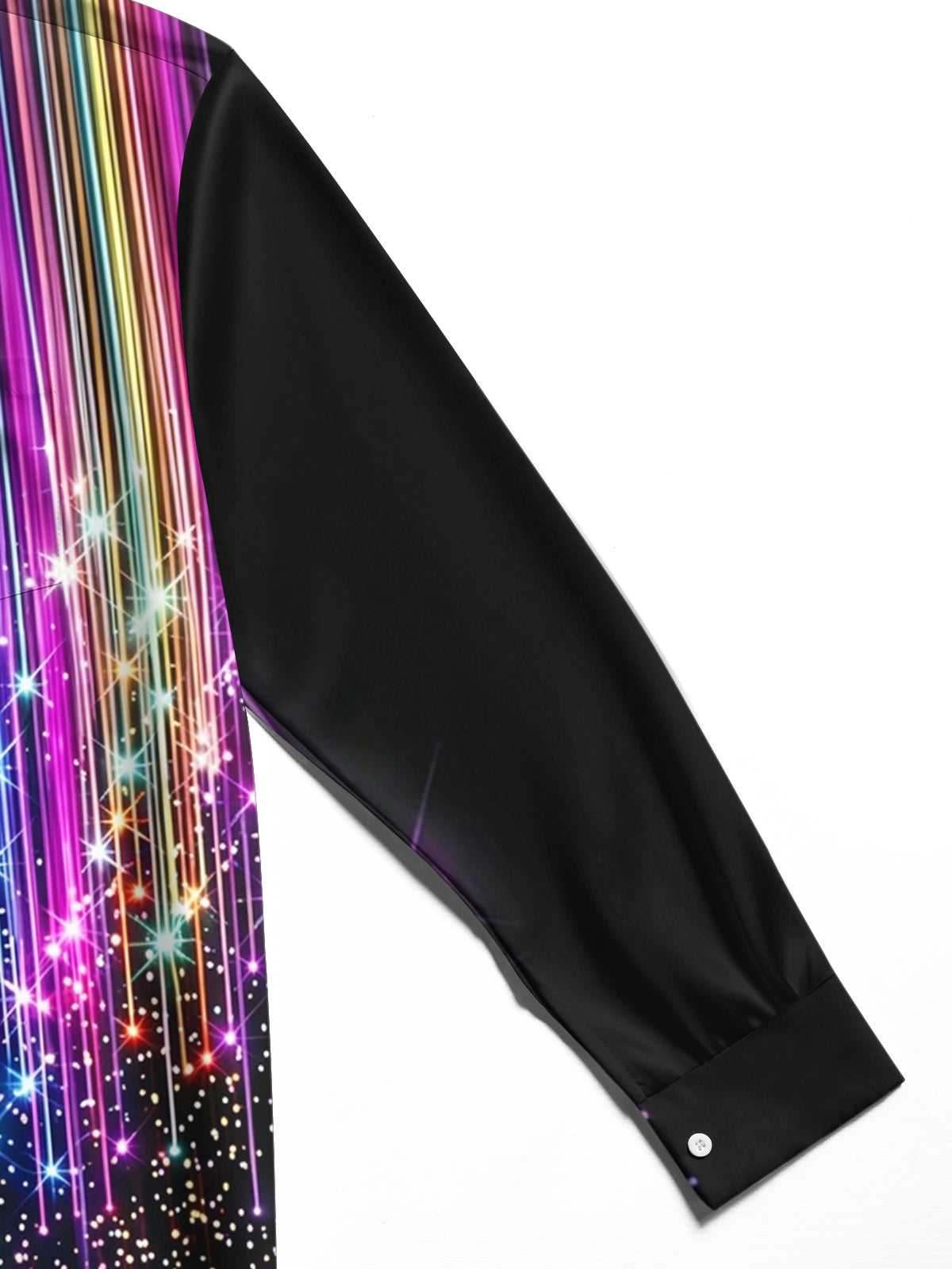 Oceanlyte Men's Rainbow Gradient Lines With Sparkles Print Long Sleeve Shirt with Chest Pocket