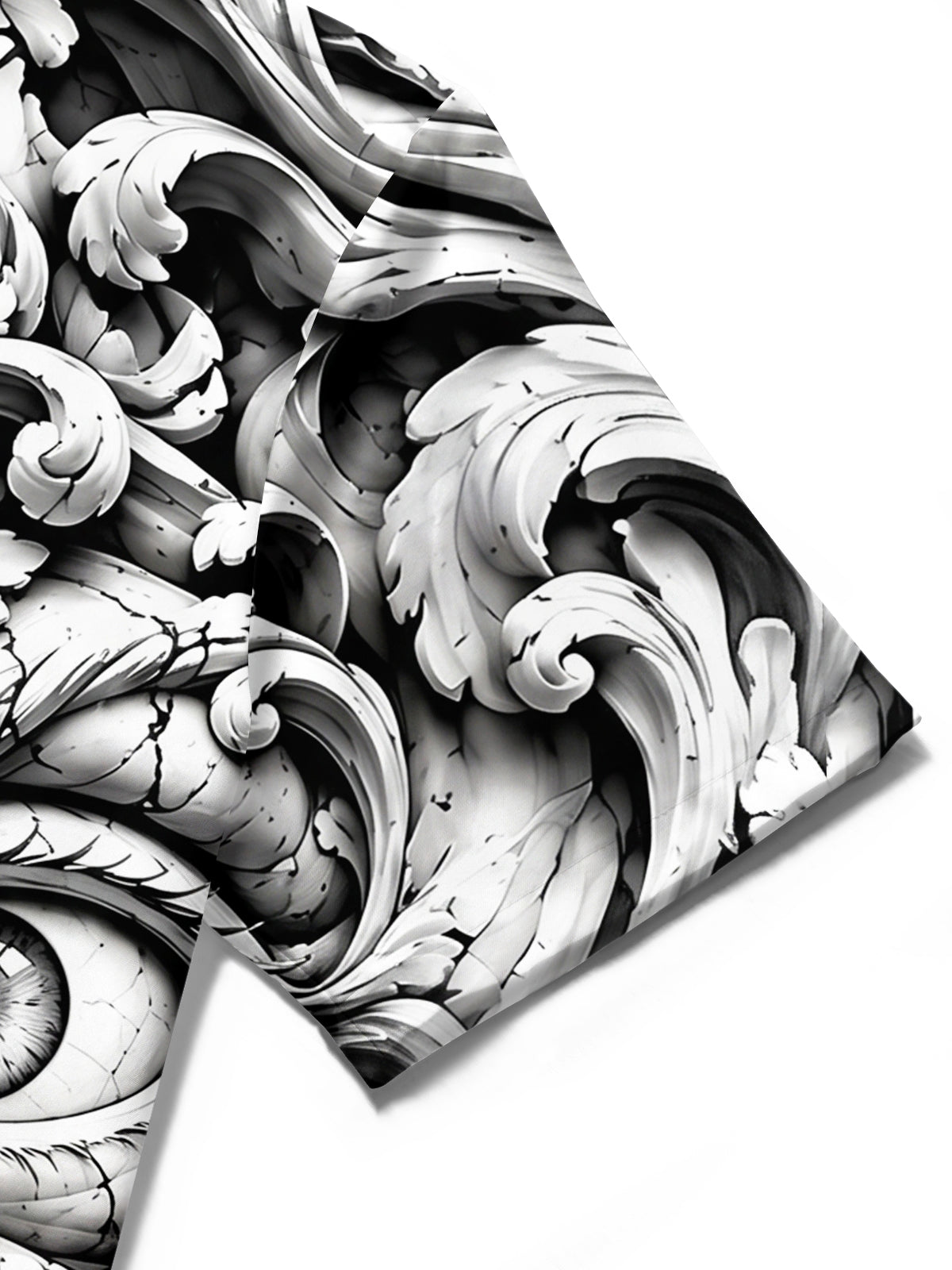 Oceanlyte Men's 3D Baroque Scrollwork And Human Eyes Print Short Sleeve Shirt with Chest Pocket