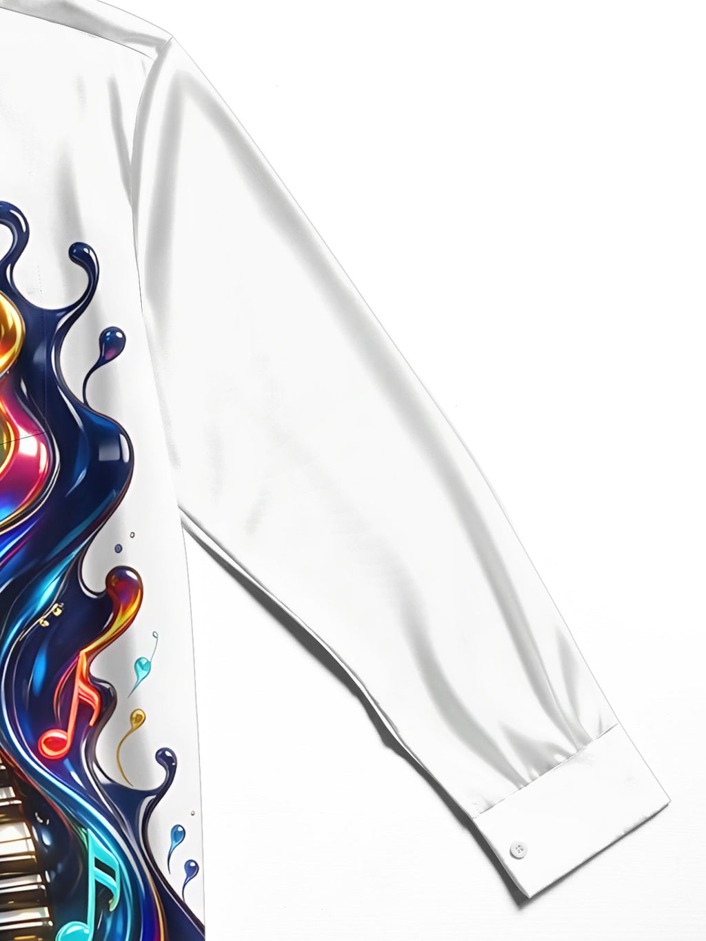 Oceanlyte Men's Graphic Piano Keyboard And Musical Notes Print Long Sleeve Shirt with Chest Pocket