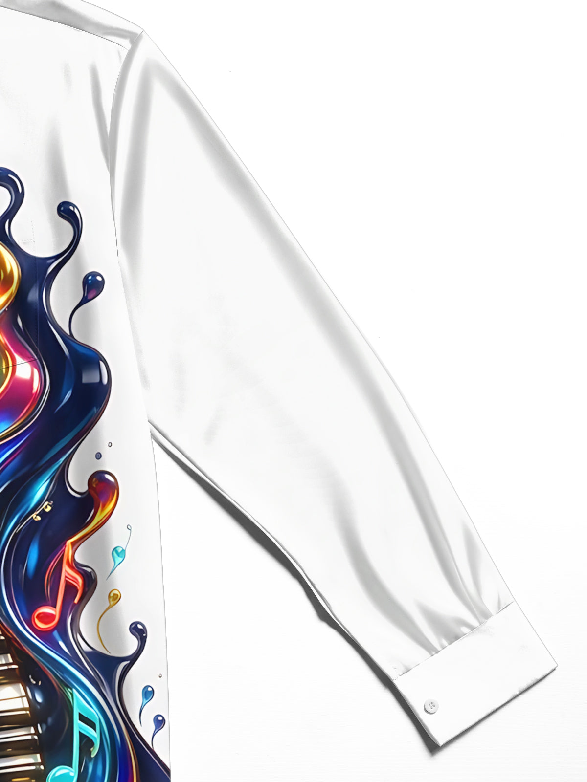 Oceanlyte Men's Graphic Piano Keyboard And Musical Notes Print Long Sleeve Shirt with Chest Pocket