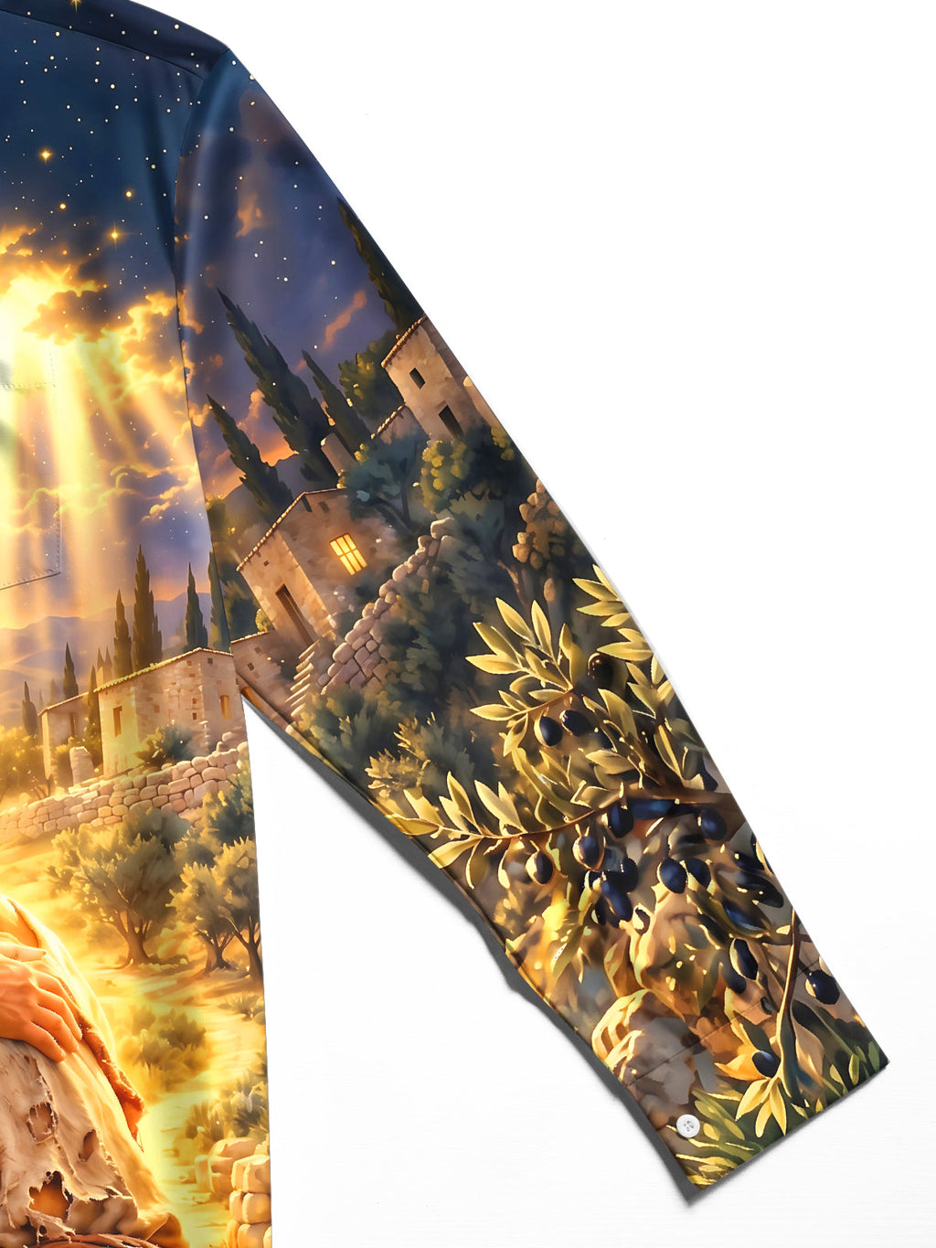 Oceanlyte Men's Printed Biblical Prodigal Son Embrace Print Long Sleeve Shirt with Chest Pocket