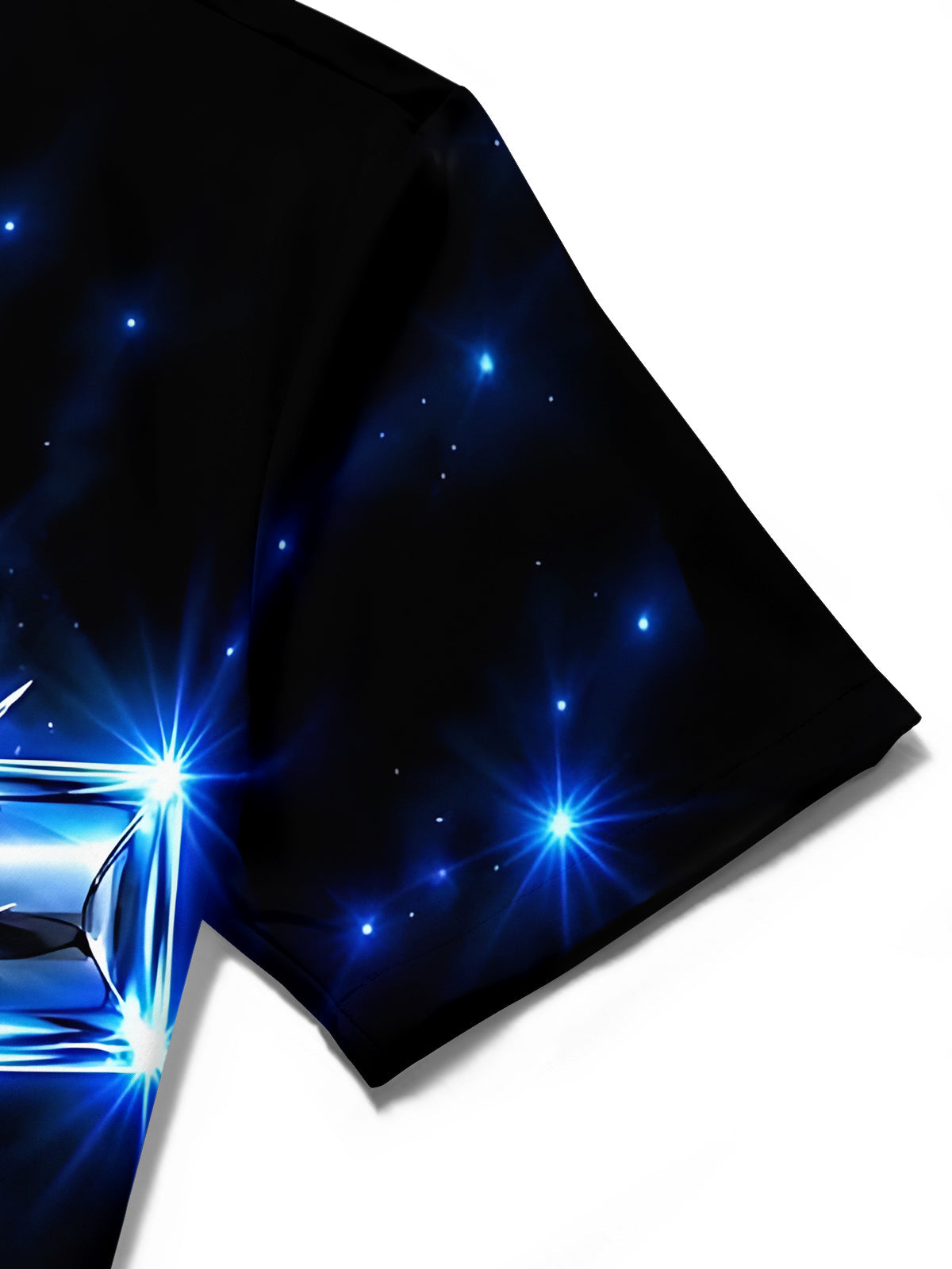 Oceanlyte Men's Glowing Blue Cross And Crown Of Thorns Print Short Sleeve Shirt with Chest Pocket