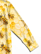 Oceanlyte Men's Hawaiian Bee And Honeycomb Pattern Long Sleeve Shirt with Chest Pocket