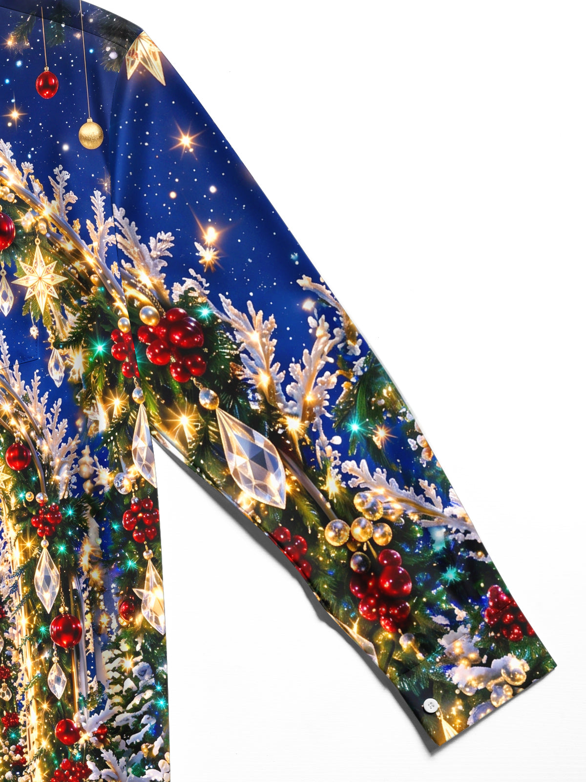 Oceanlyte Men's Long Sleeve Shirt - Christmas Tree And Archway With Ornaments Print with Chest Pocket