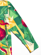 Oceanlyte Men's Long Sleeve Shirt - Geometric Christmas Ornaments And Pine Needles Print with Chest Pocket