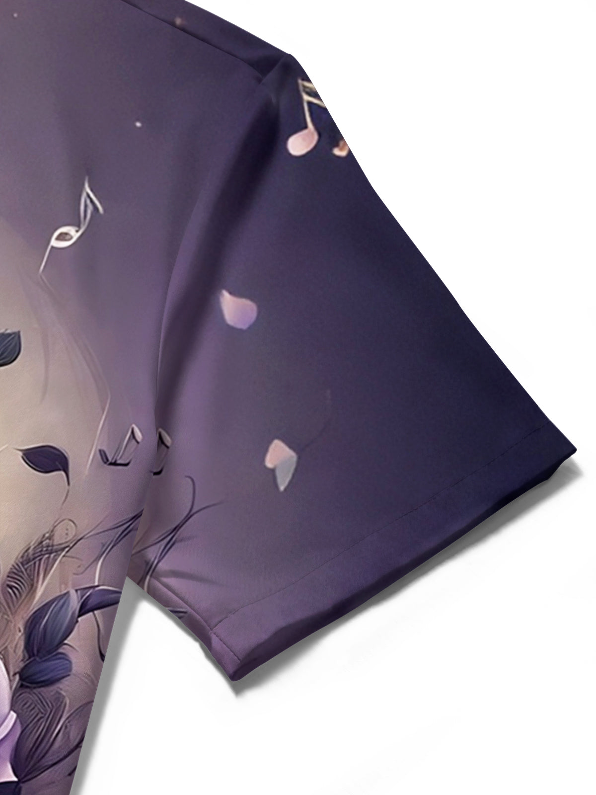 Oceanlyte Men's Graphic Purple Rose Print Treble Clef Print Short Sleeve Shirt with Chest Pocket