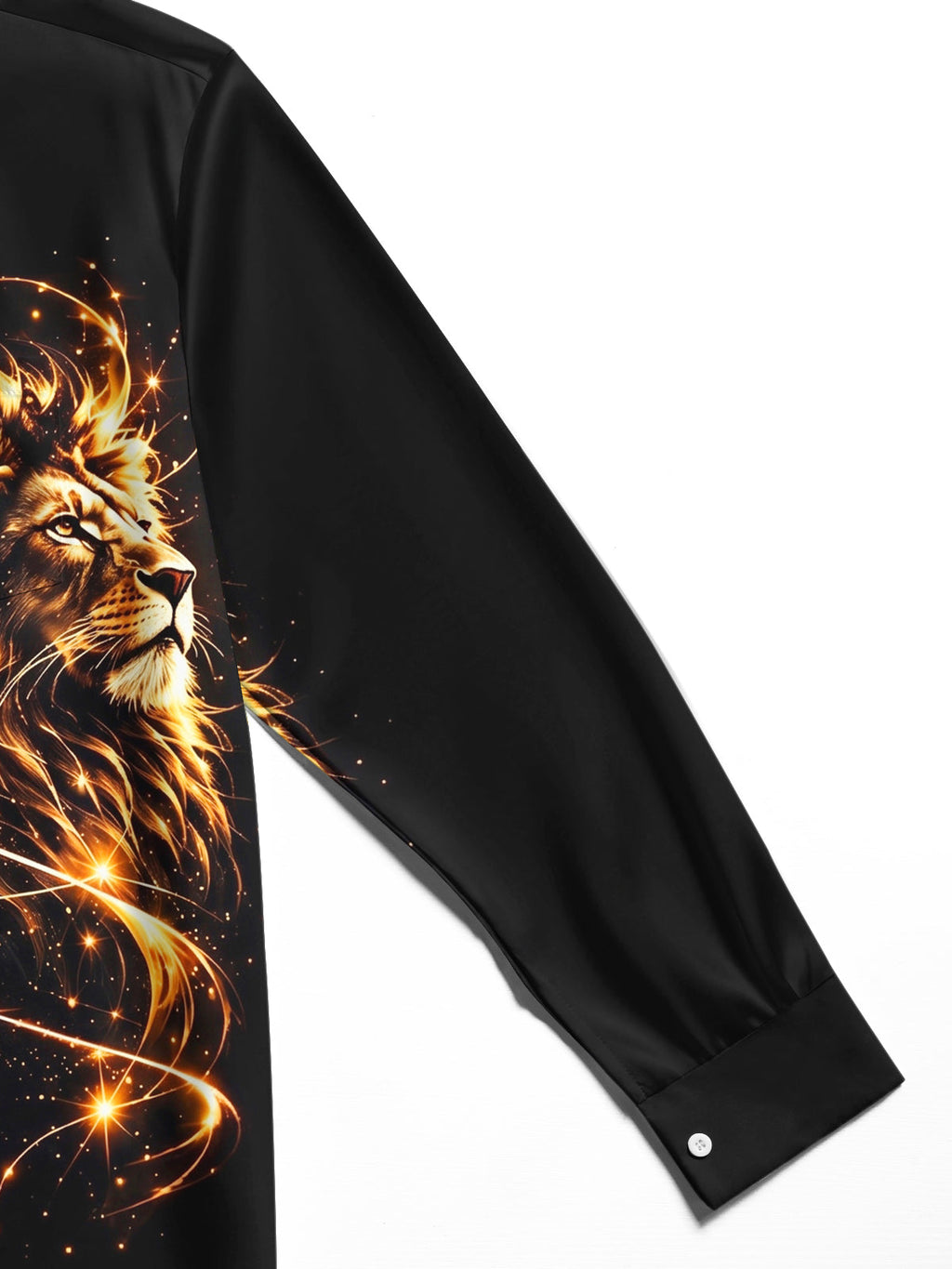 Oceanlyte Men's Graphic Lion Head Print Golden Waves Print Long Sleeve Shirt with Chest Pocket