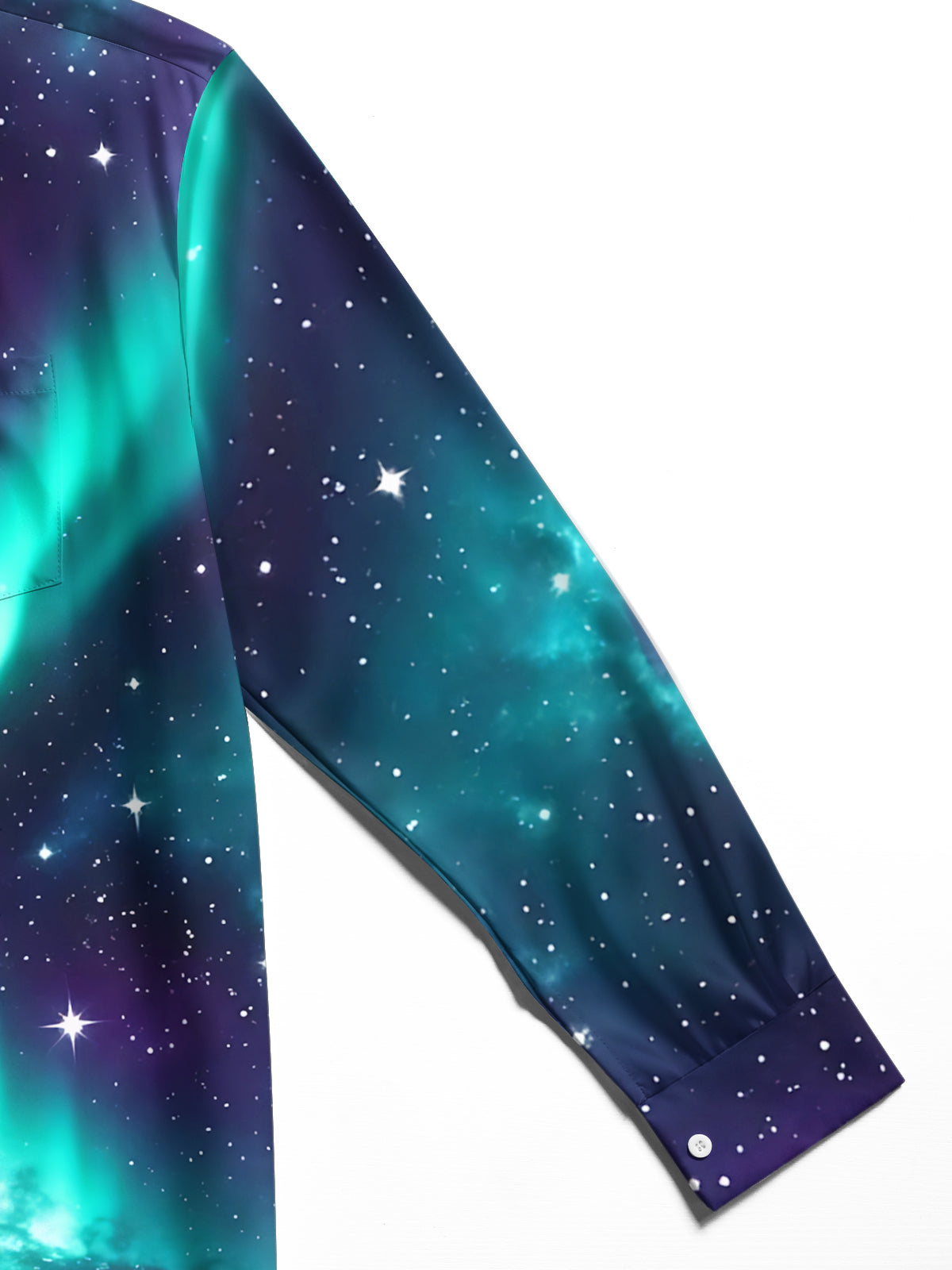 Oceanlyte Men's Aurora Borealis And Starry Night Sky Print Long Sleeve Shirt with Chest Pocket