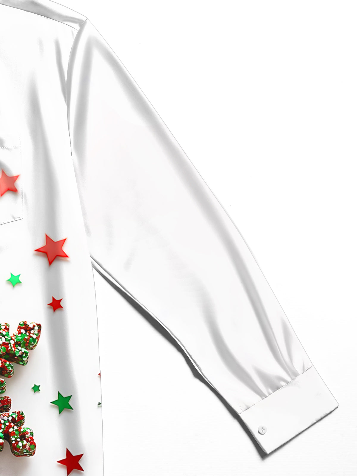 Oceanlyte Men's Graphic Christmas Bells And Snowflakes Print Long Sleeve Shirt with Chest Pocket