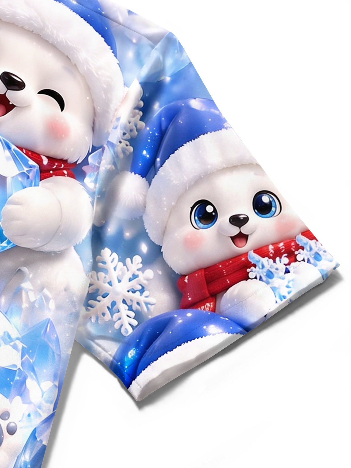 Oceanlyte Men's Graphic Christmas Polar Bear Print Short Sleeve Shirt with Chest Pocket