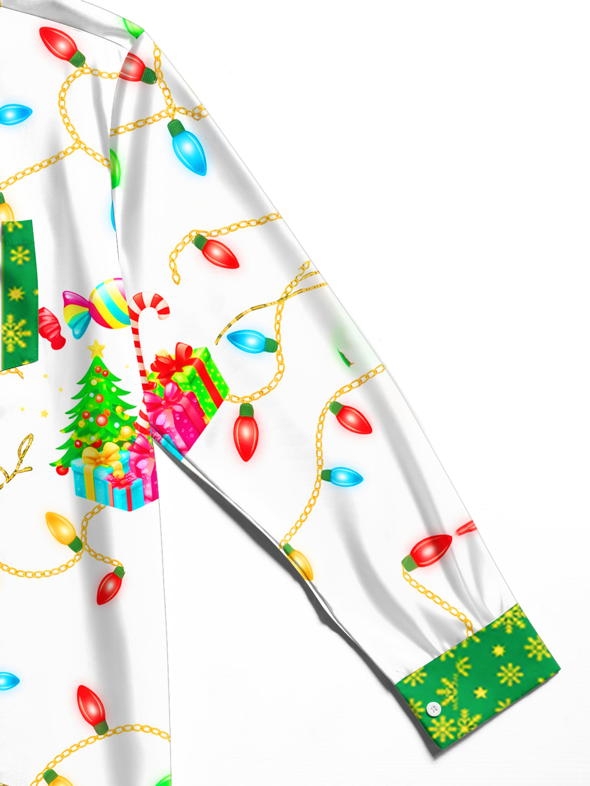 Oceanlyte Men's Printed Christmas Tree And Gifts Print Long Sleeve Shirt with Chest Pocket