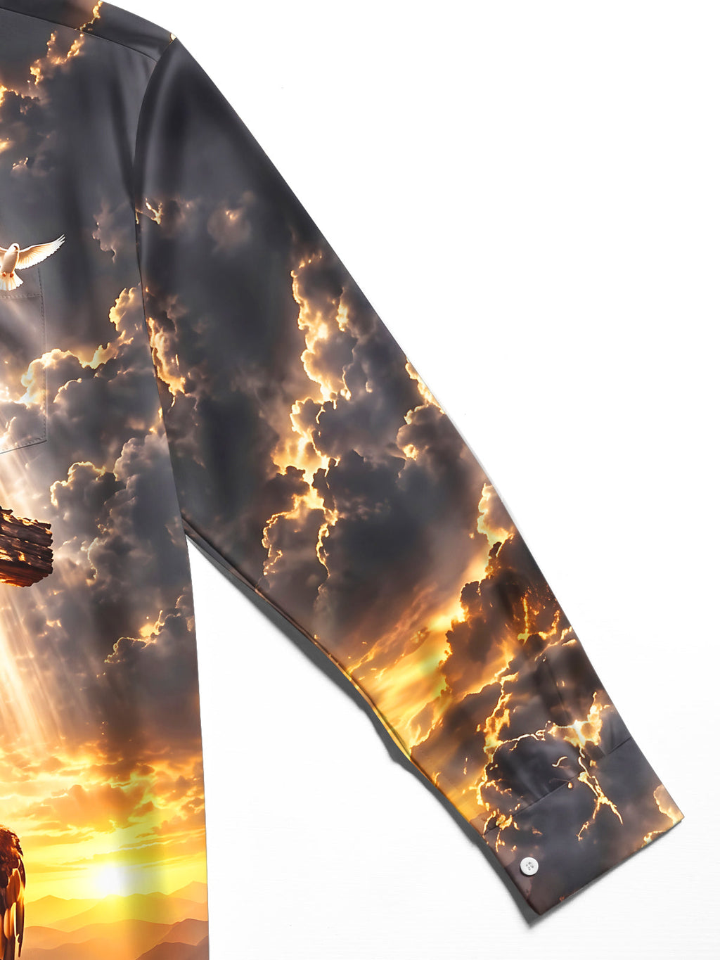 Oceanlyte Men's Graphic Wooden Cross And Eagle Print Long Sleeve Shirt with Chest Pocket