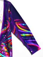 Oceanlyte Men's Long Sleeve Shirt - Neon Christmas Tree With Ornaments And Wreaths Print with Chest Pocket
