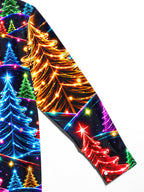Oceanlyte Men's Graphic Neon Christmas Trees Print Long Sleeve Shirt with Chest Pocket