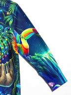 Oceanlyte Men's Graphic Christmas Sloth And Toucans Print Long Sleeve Shirt with Chest Pocket