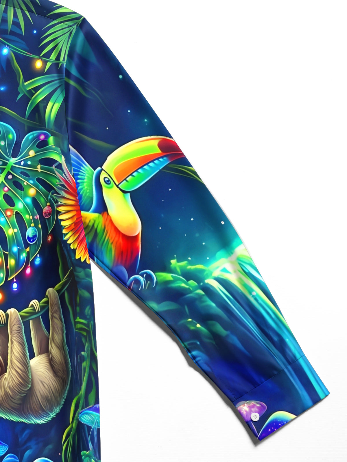 Oceanlyte Men's Graphic Christmas Sloth And Toucans Print Long Sleeve Shirt with Chest Pocket