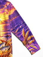 Oceanlyte Men's Miracle Of The Five Loaves And Two Fish With Sunset Print Long Sleeve Shirt with Chest Pocket