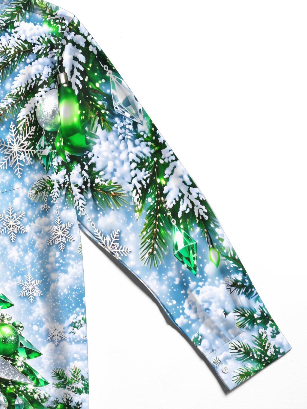 Oceanlyte Men's Long Sleeve Shirt - Christmas Tree With Ornaments And Snowflakes Print with Chest Pocket