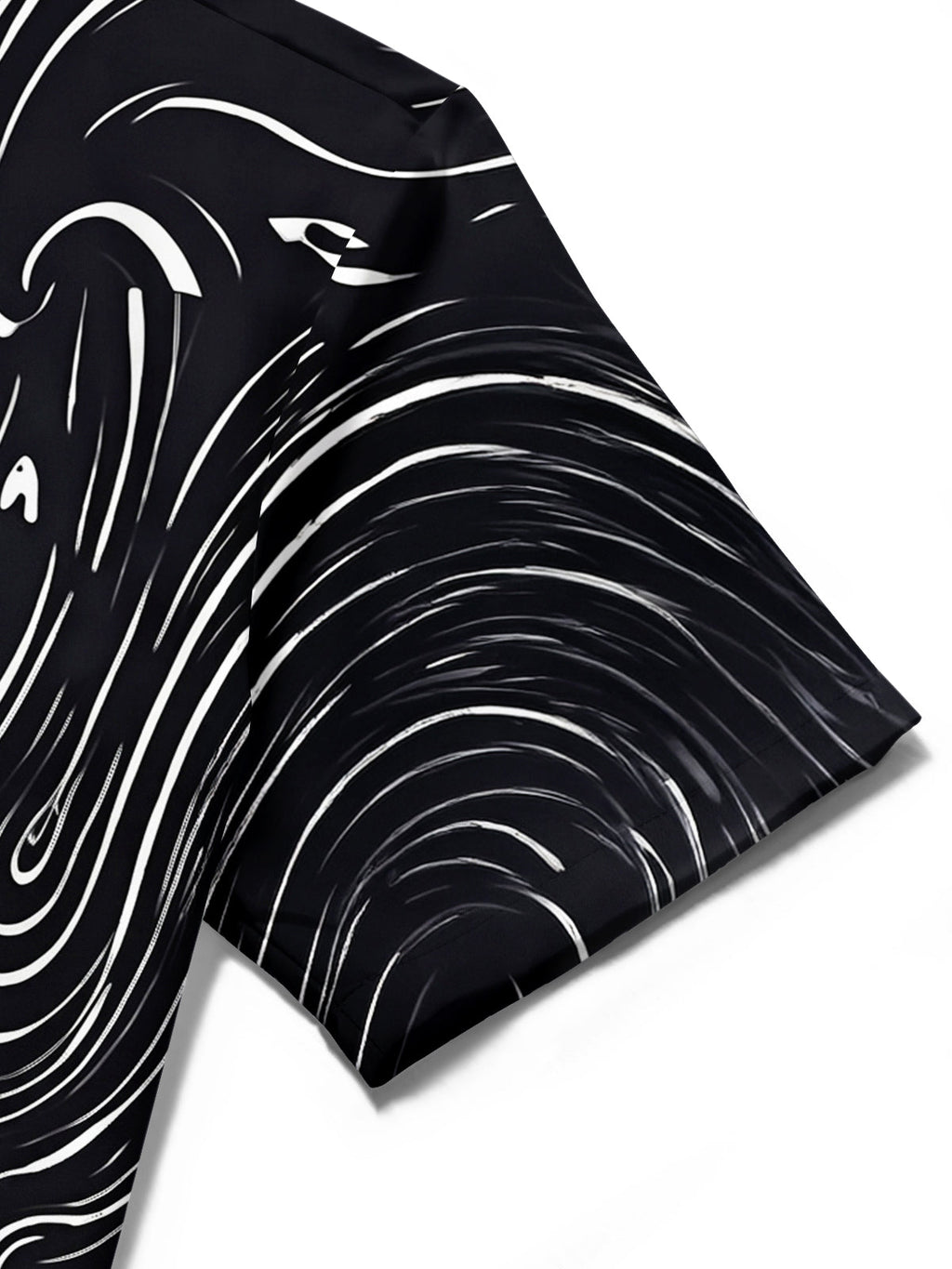Oceanlyte Men's Abstract Swirling Black And White Lines Print Short Sleeve Shirt with Chest Pocket