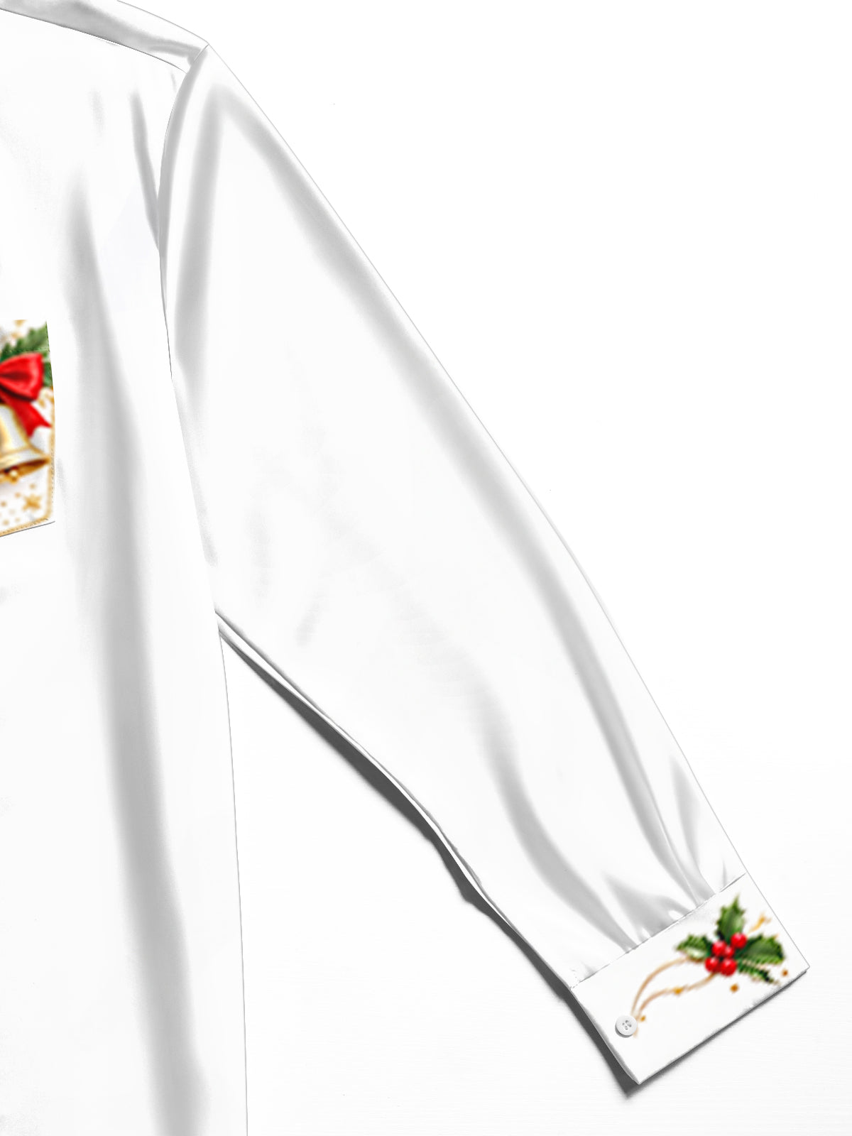 Oceanlyte Men's Printed Christmas Ornaments And Bells Print Long Sleeve Shirt with Chest Pocket