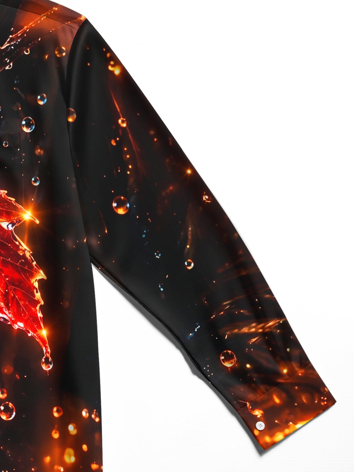 Oceanlyte Men's Printed Maple Leaf And Water Droplets Print Long Sleeve Shirt with Chest Pocket