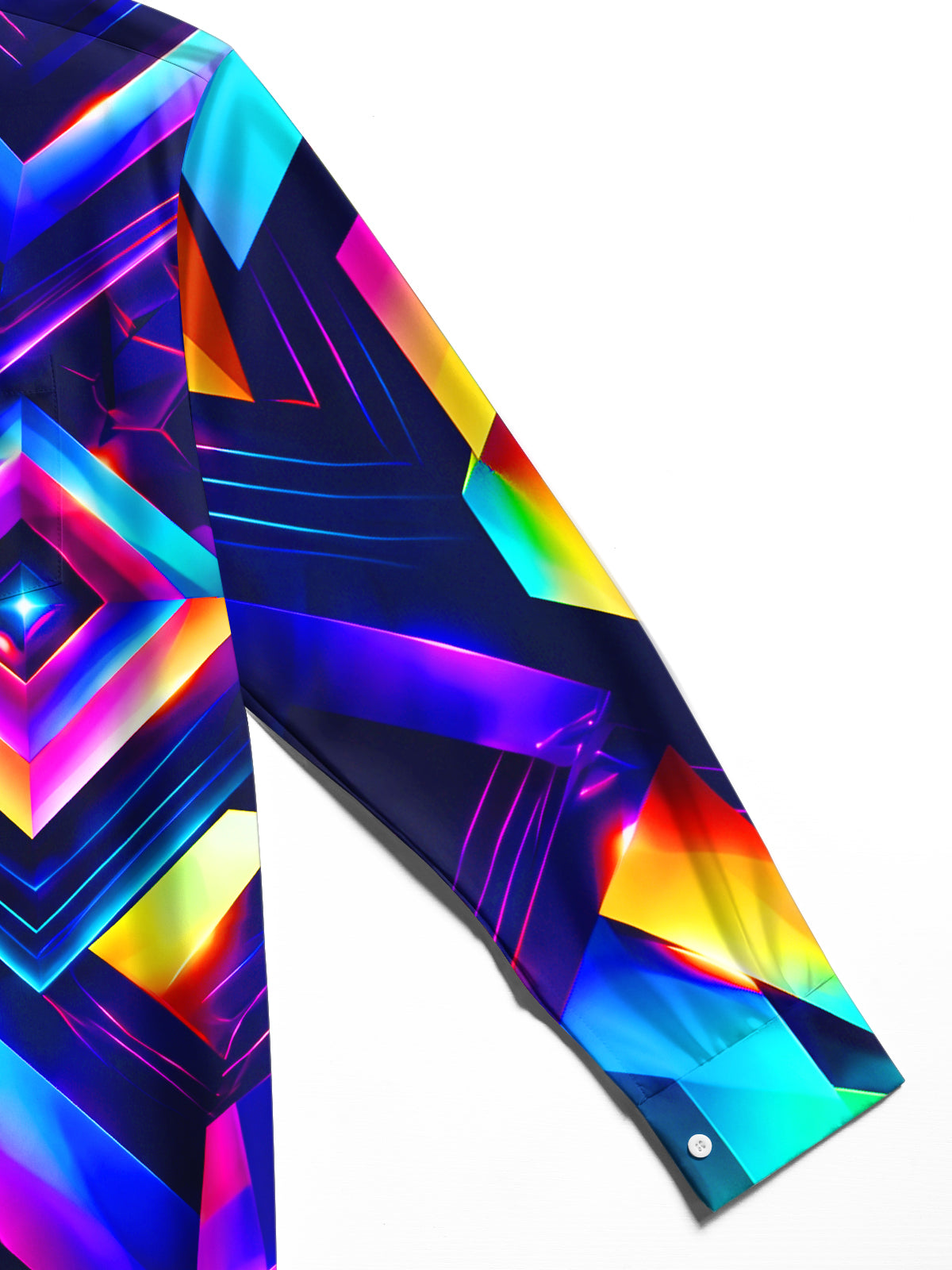 Oceanlyte Men's Graphic Neon 3D Geometric Diamond Pattern Long Sleeve Shirt with Chest Pocket