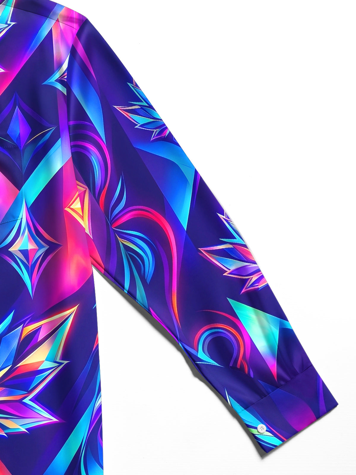 Oceanlyte Men's Neon Iridescent Geometric Maple Leaf Print Long Sleeve Shirt with Chest Pocket
