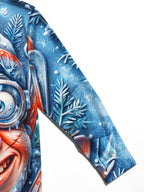 Oceanlyte Men's Long Sleeve Shirt - Funny Cartoon Santa Claus With Ski Goggles And Skis Print with Chest Pocket