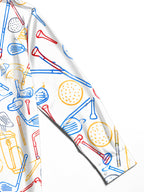 Oceanlyte Men's Printed Golf Clubs Balls And Tees Pattern Long Sleeve Shirt with Chest Pocket