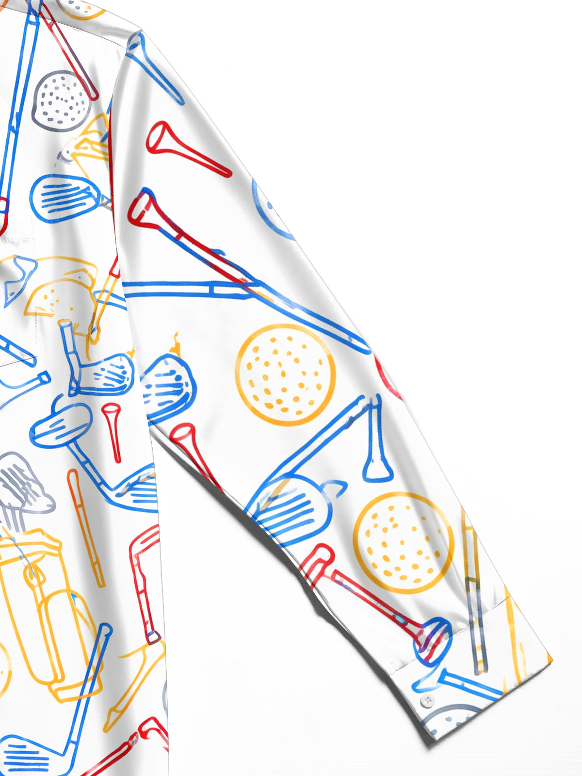Oceanlyte Men's Printed Golf Clubs Balls And Tees Pattern Long Sleeve Shirt with Chest Pocket