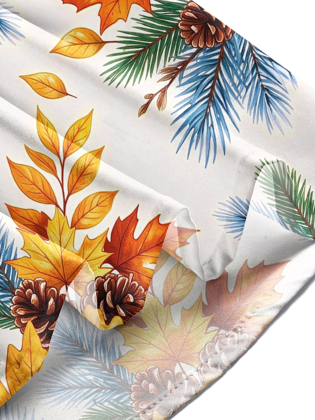Oceanlyte Men's Long Sleeve Shirt - Autumn Maple Leaves And Winter Pine Cones With Pine Needles Print with Chest Pocket